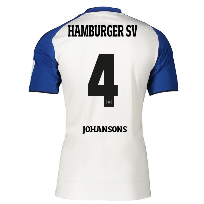 גברים כדורגל Paul Johansons #4 לבן כחול ג'רזי ביתית 2025/26