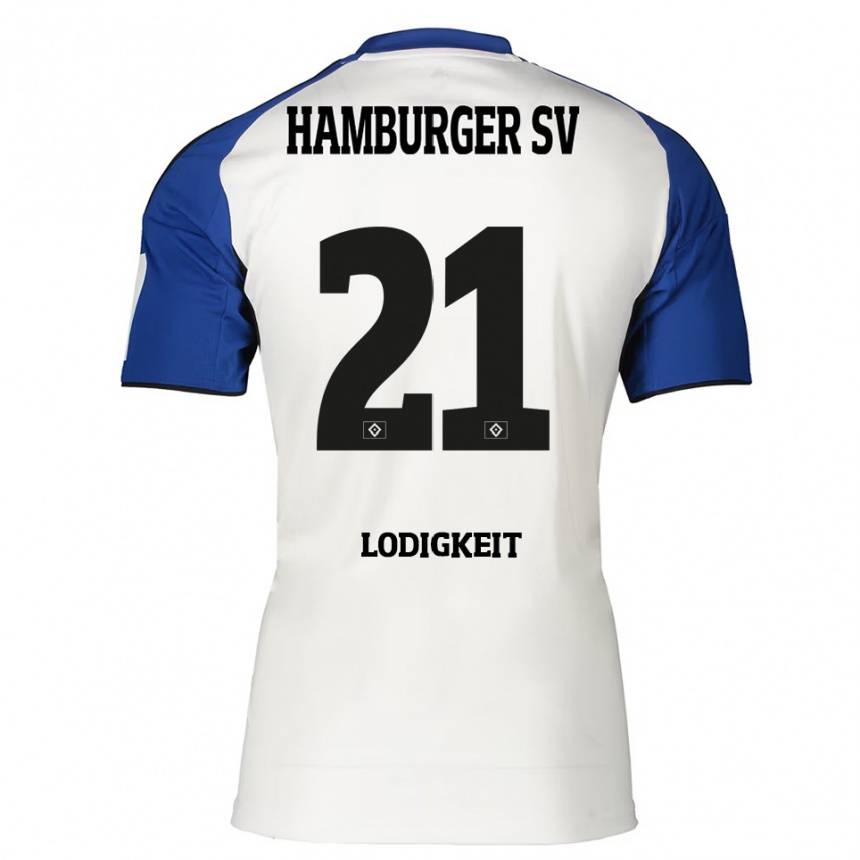גברים כדורגל Luis Lodigkeit #21 לבן כחול ג'רזי ביתית 2025/26