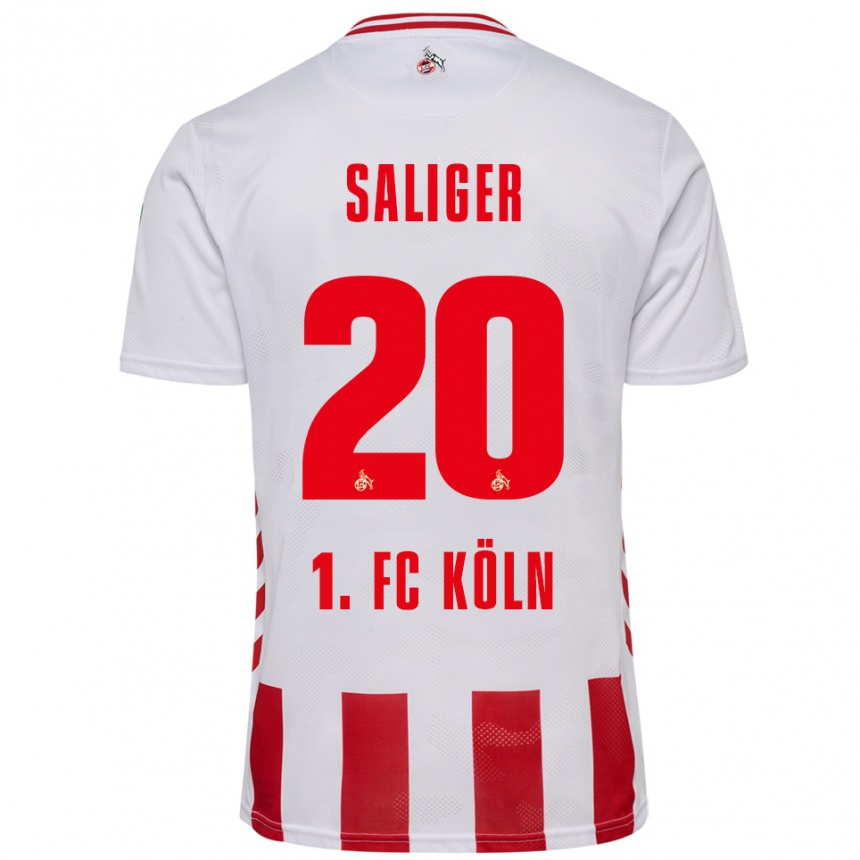 גברים כדורגל Jonas Saliger #20 לבן אדום ג'רזי ביתית 2025/26