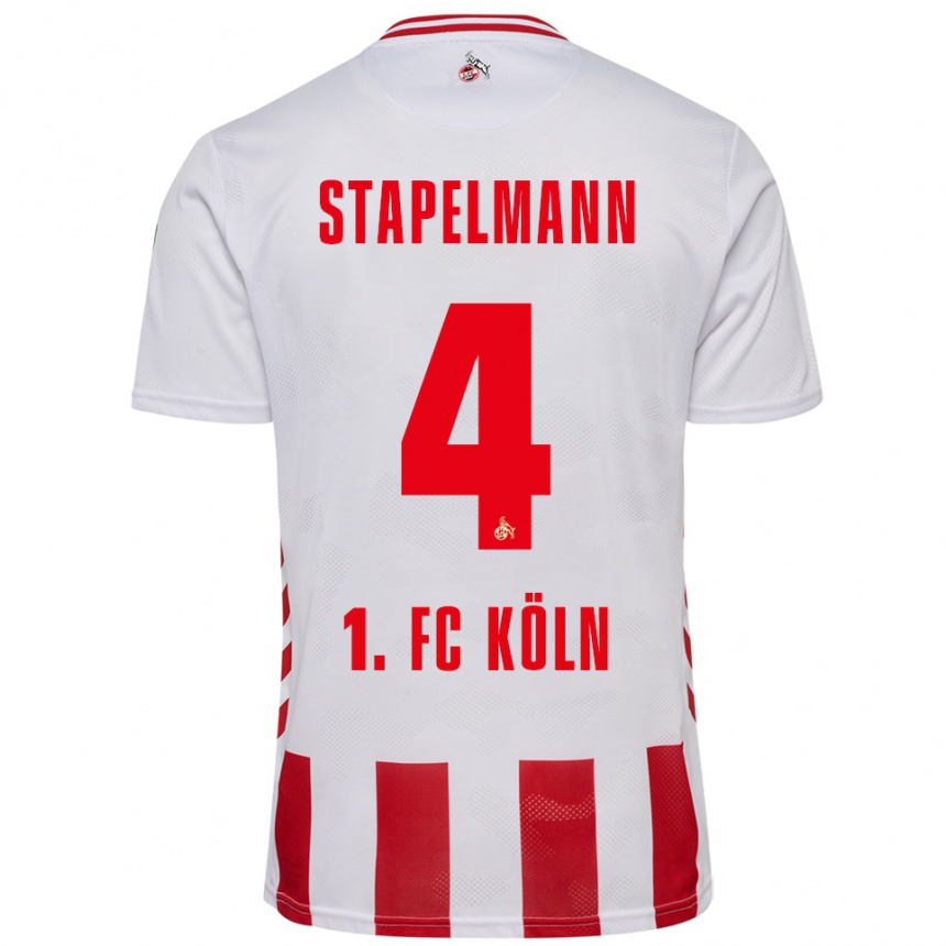 גברים כדורגל Luis Stapelmann #4 לבן אדום ג'רזי ביתית 2025/26