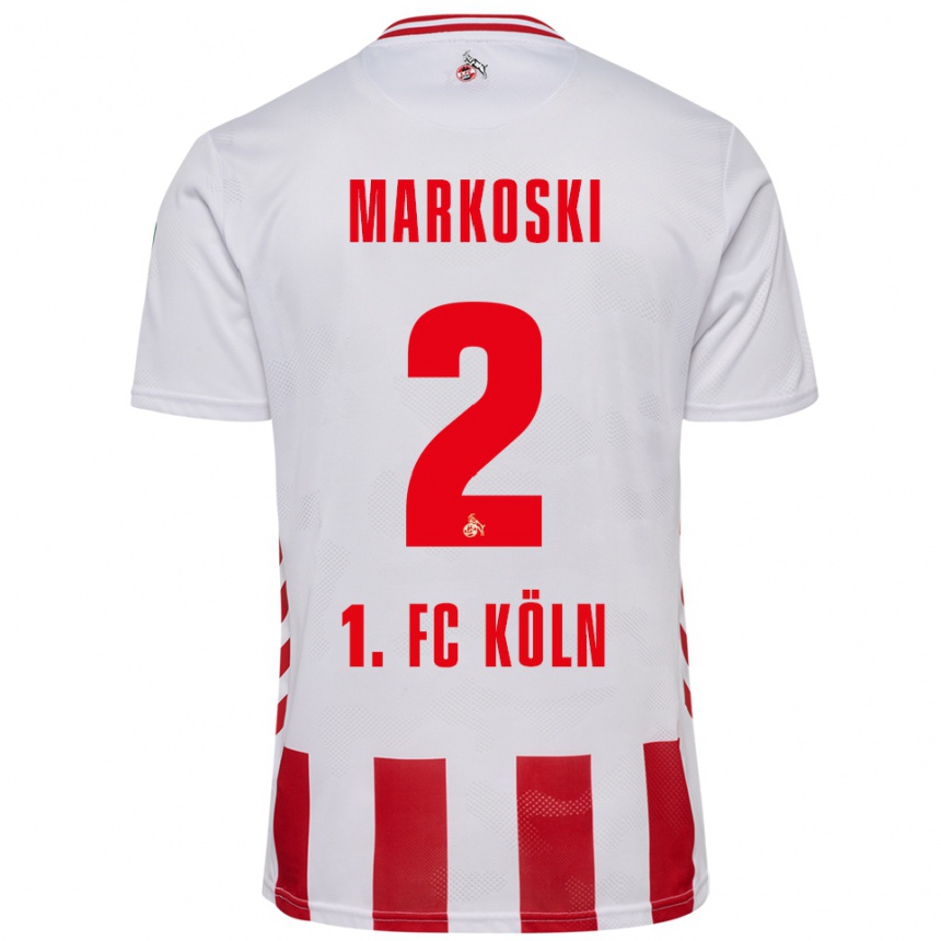 גברים כדורגל Kristian Markoski #2 לבן אדום ג'רזי ביתית 2025/26