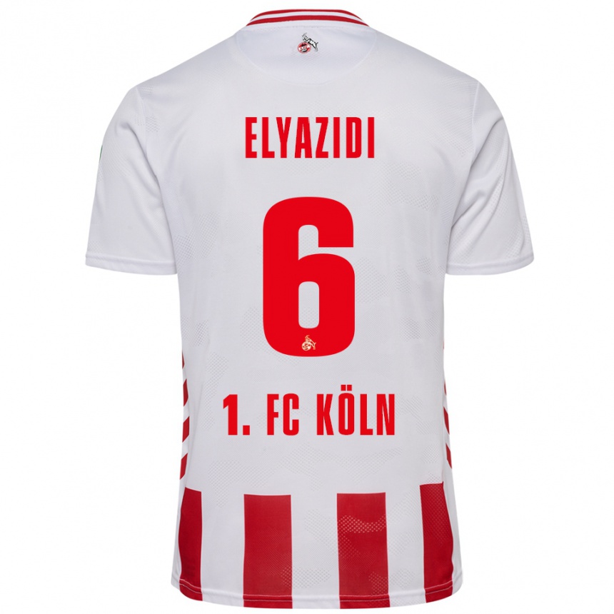 גברים כדורגל Ilias Elyazidi #6 לבן אדום ג'רזי ביתית 2025/26