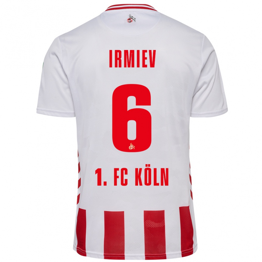 גברים כדורגל Kristiyan Irmiev #6 לבן אדום ג'רזי ביתית 2025/26