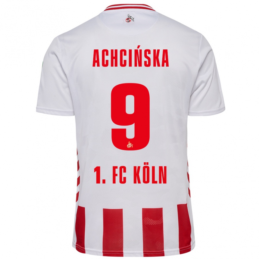 גברים כדורגל Adriana Achcińska #9 לבן אדום ג'רזי ביתית 2025/26