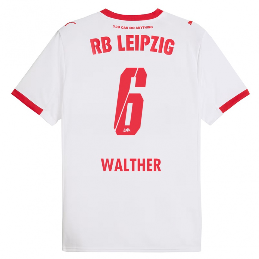גברים כדורגל מיקה וולטר #6 לבן אדום ג'רזי ביתית 2025/26