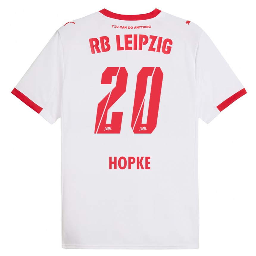 גברים כדורגל Hannes Hopke #20 לבן אדום ג'רזי ביתית 2025/26