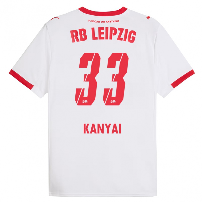 גברים כדורגל Janos Kanyai #33 לבן אדום ג'רזי ביתית 2025/26