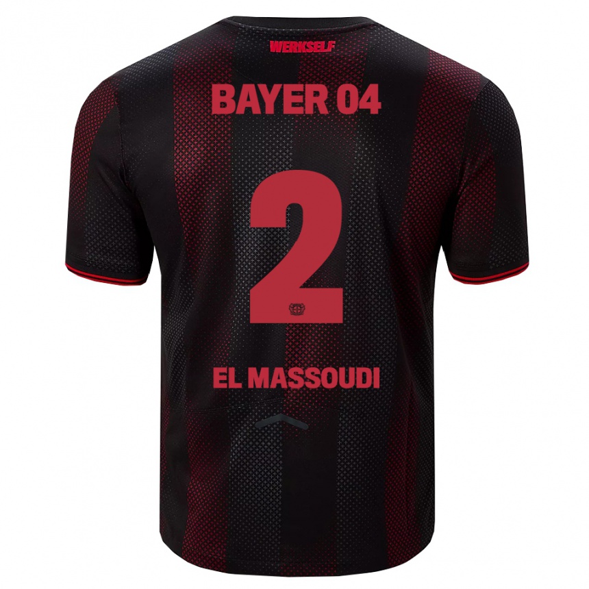 גברים כדורגל Nassim El Massoudi #2 שחור אדום ג'רזי ביתית 2025/26