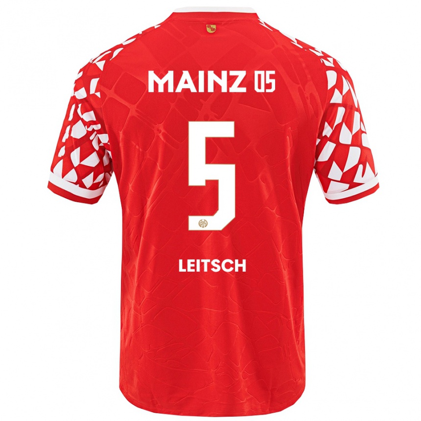 גברים כדורגל מקסים לייטש #5 אדום לבן ג'רזי ביתית 2025/26