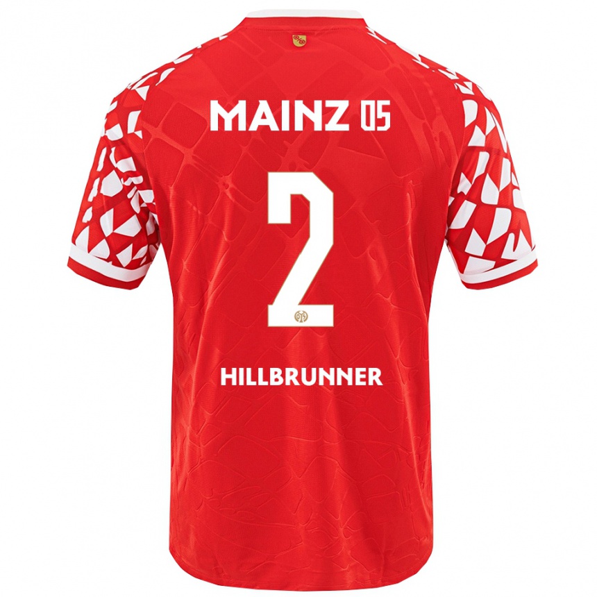 גברים כדורגל Fynn Hillbrunner #2 אדום לבן ג'רזי ביתית 2025/26