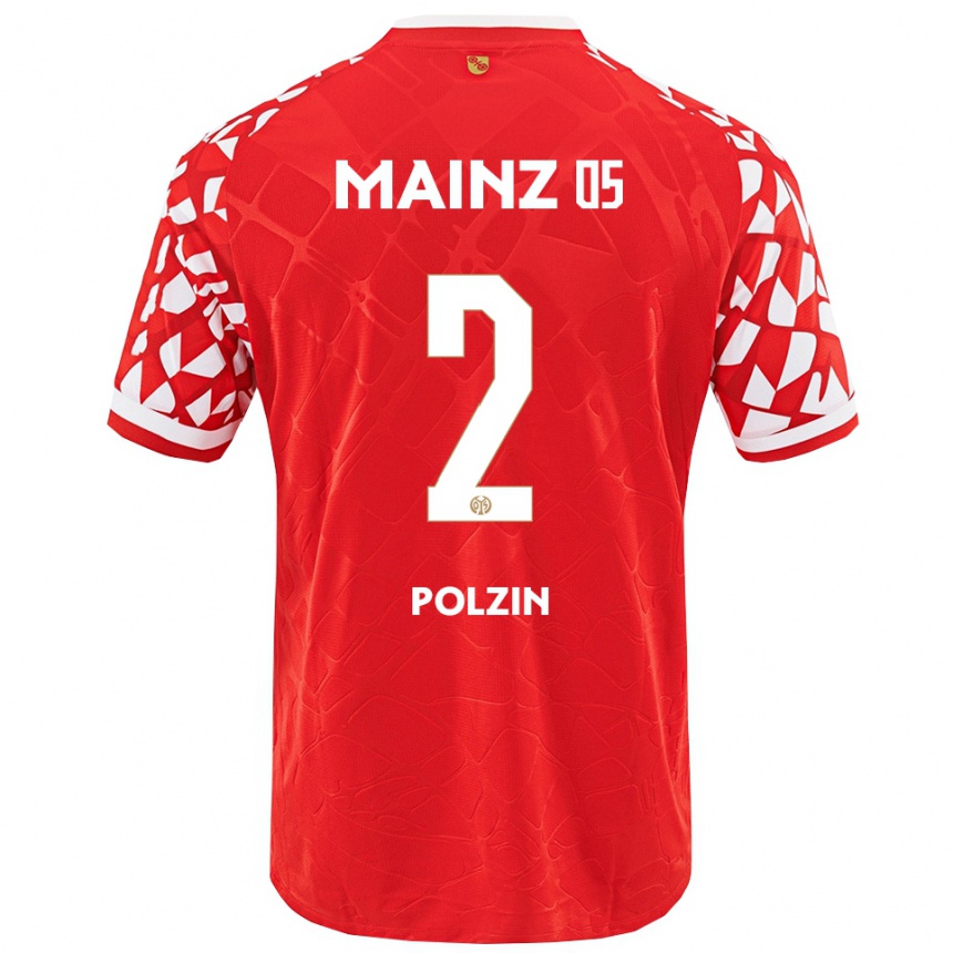 גברים כדורגל Maximilian Polzin #2 אדום לבן ג'רזי ביתית 2025/26