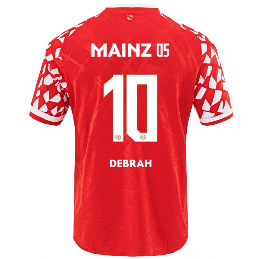 גברים כדורגל Jeremiah Debrah #10 אדום לבן ג'רזי ביתית 2025/26