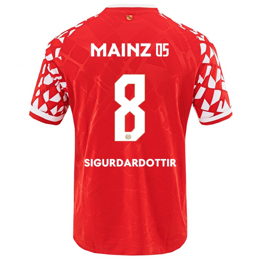 גברים כדורגל Heiðrún Sigurðardóttir #8 אדום לבן ג'רזי ביתית 2025/26