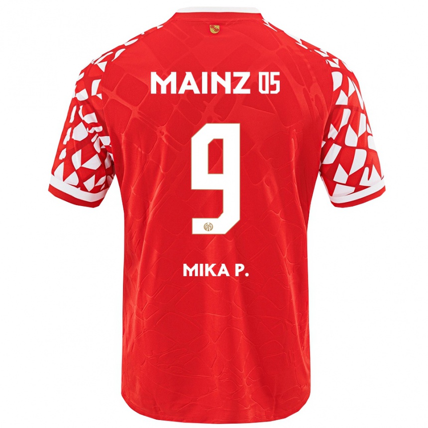 גברים כדורגל Mika Preßler #9 אדום לבן ג'רזי ביתית 2025/26
