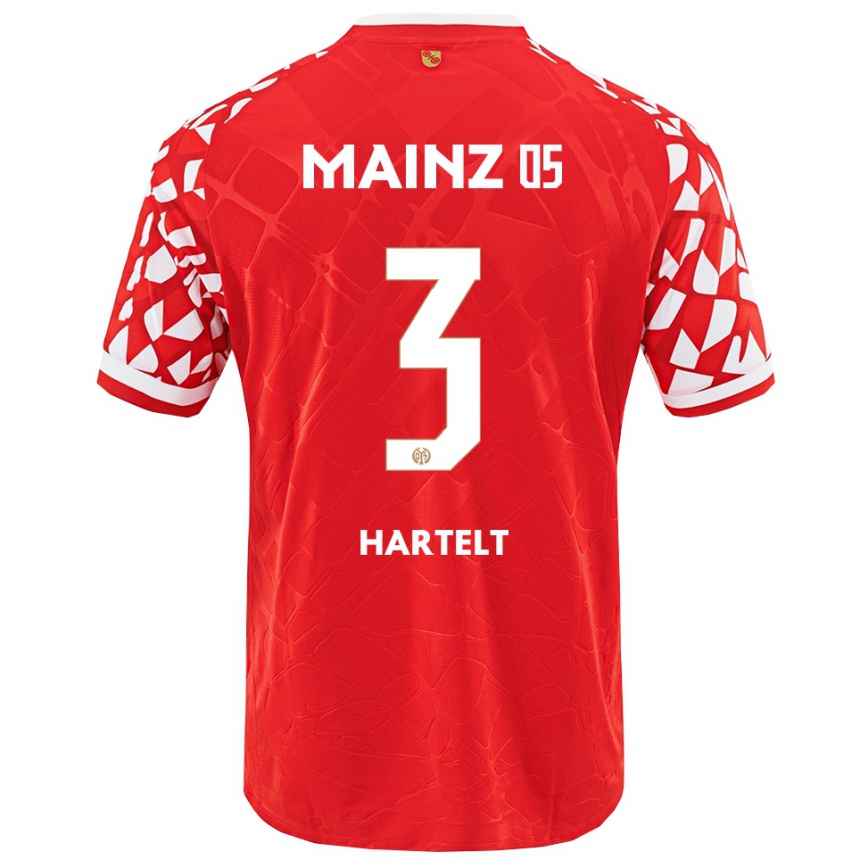 גברים כדורגל Toni Hartelt #3 אדום לבן ג'רזי ביתית 2025/26
