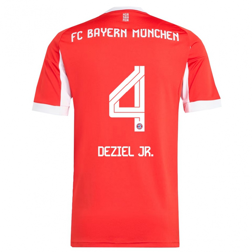 גברים כדורגל Robert Deziel Jr #4 אדום לבן ג'רזי ביתית 2025/26