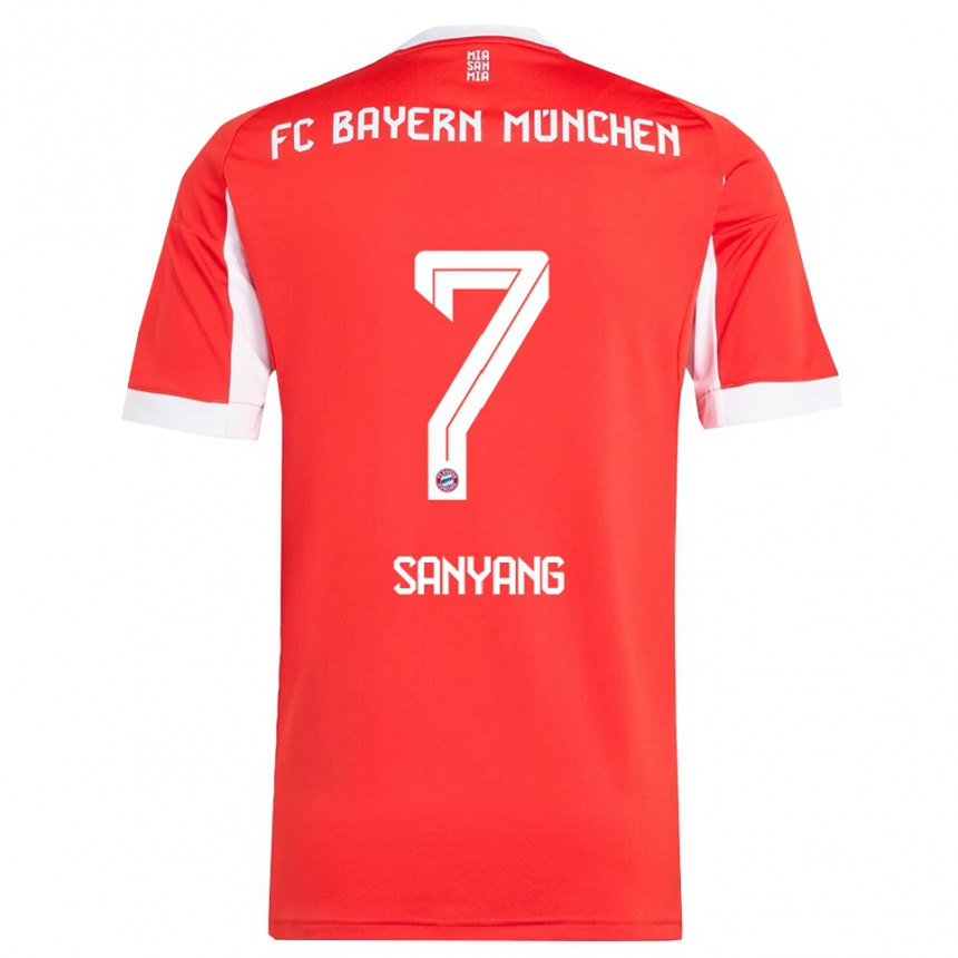 גברים כדורגל Mamin Sanyang #7 אדום לבן ג'רזי ביתית 2025/26