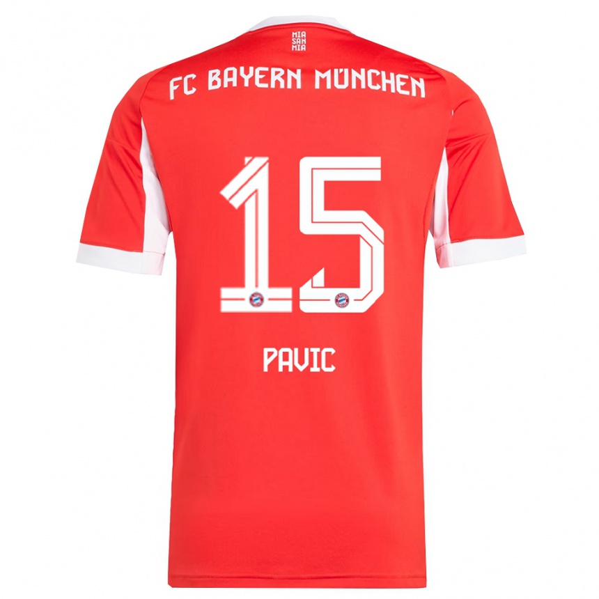 גברים כדורגל Filip Pavic #15 אדום לבן ג'רזי ביתית 2025/26