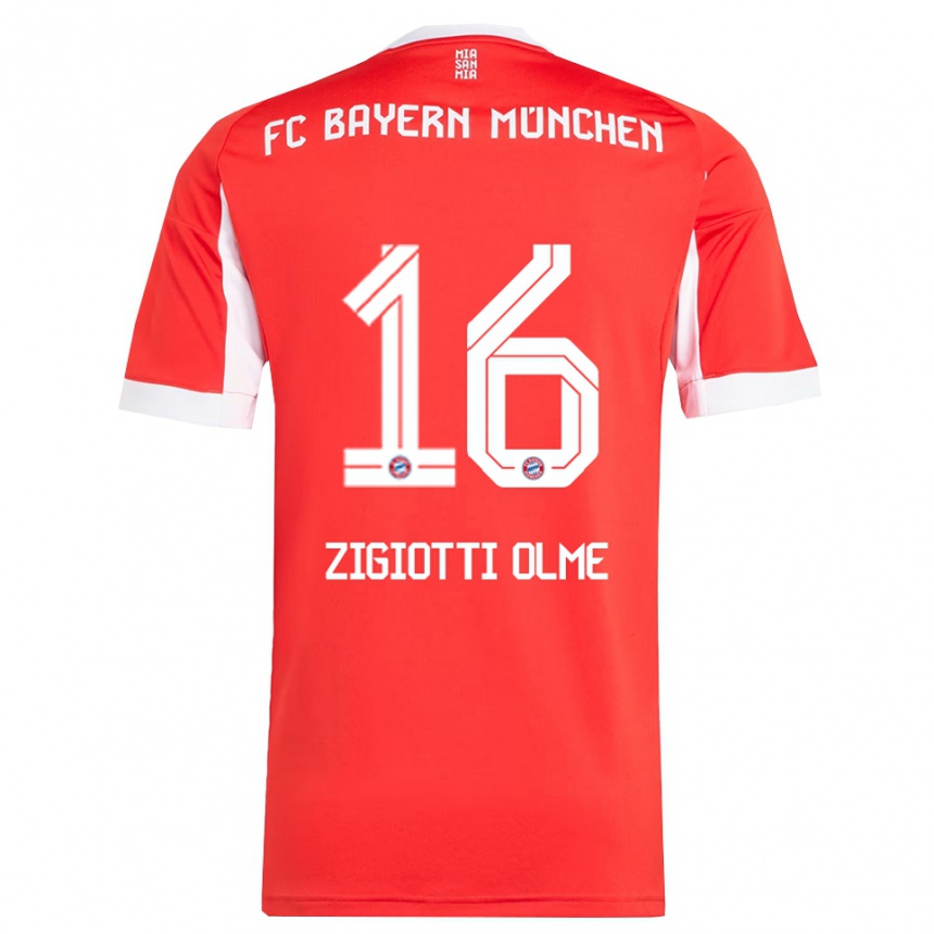 גברים כדורגל Julia Zigiotti Olme #16 אדום לבן ג'רזי ביתית 2025/26