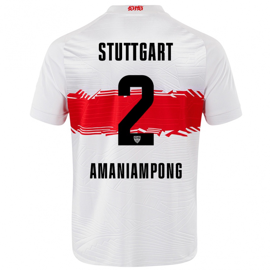 גברים כדורגל Kaden Amaniampong #2 לבן אדום ג'רזי ביתית 2025/26