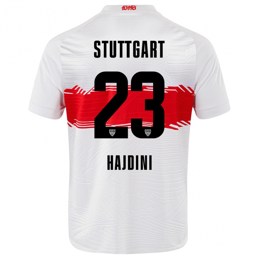 גברים כדורגל Deli Hajdini #23 לבן אדום ג'רזי ביתית 2025/26