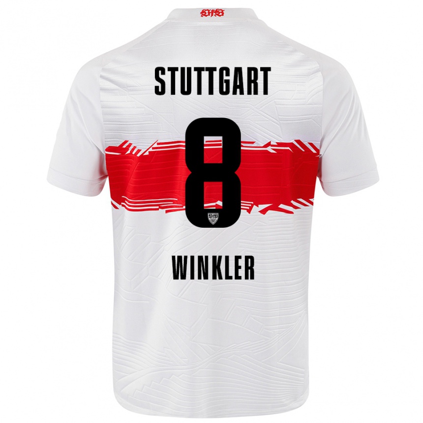 גברים כדורגל ניית׳ן וינקלר #8 לבן אדום ג'רזי ביתית 2025/26