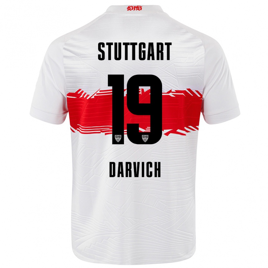 גברים כדורגל נואה דרוויץ' #19 לבן אדום ג'רזי ביתית 2025/26