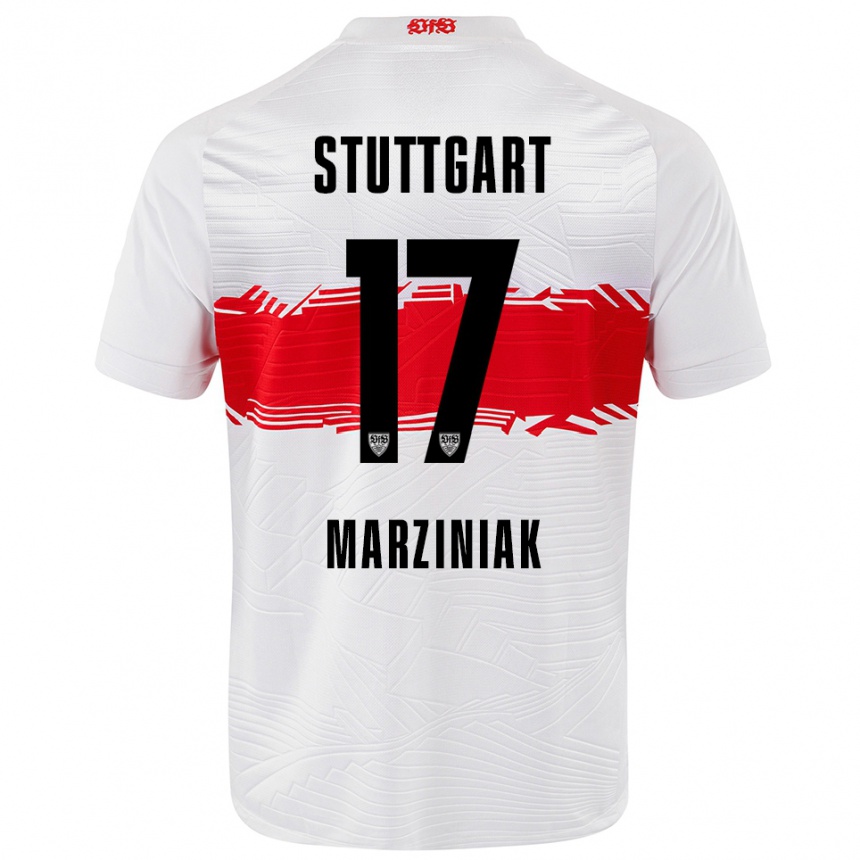 גברים כדורגל Chiara Marziniak #17 לבן אדום ג'רזי ביתית 2025/26