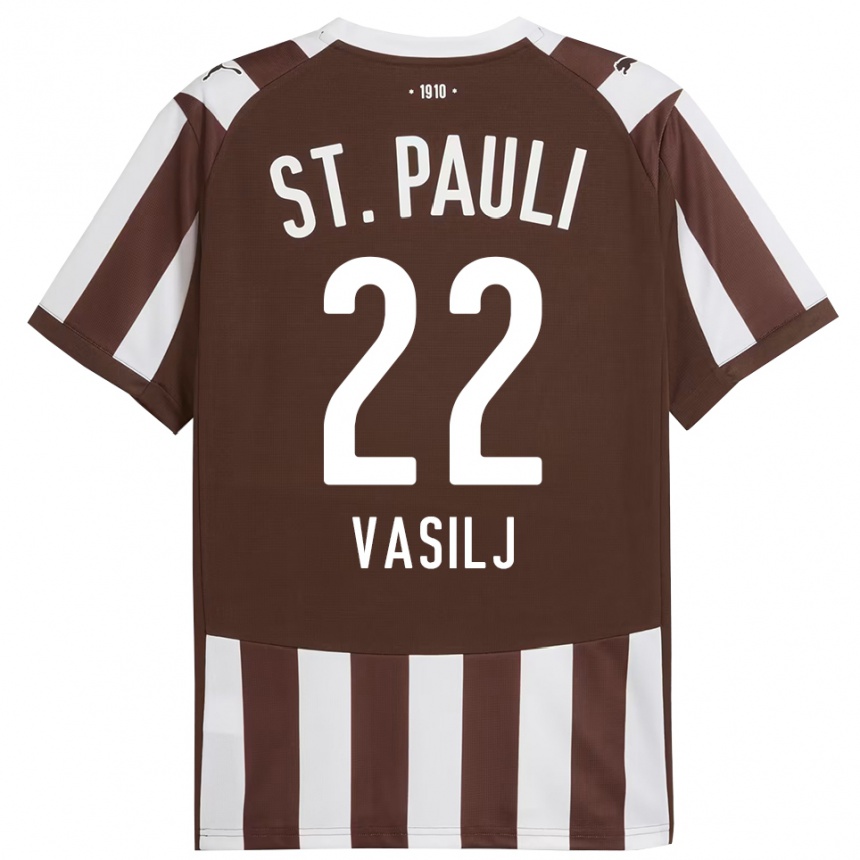 גברים כדורגל ניקולה וסילי #22 קפה לבן ג'רזי ביתית 2025/26