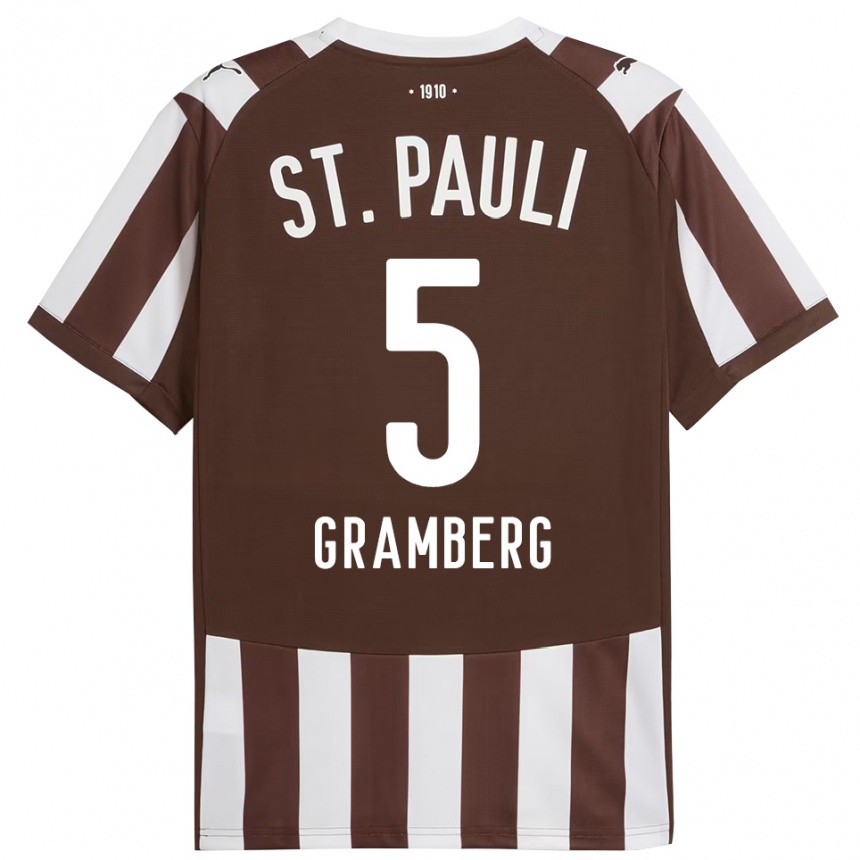 גברים כדורגל ג׳אמל ג׳ואל גרמברג #5 קפה לבן ג'רזי ביתית 2025/26