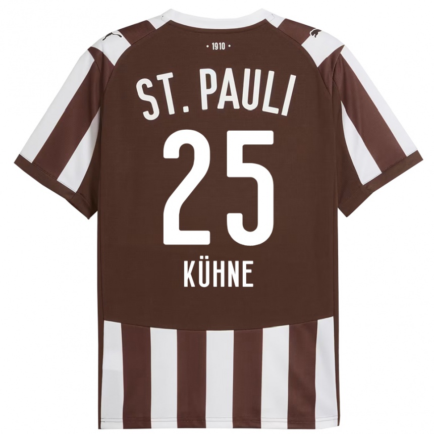 גברים כדורגל Florian Kühne #25 קפה לבן ג'רזי ביתית 2025/26