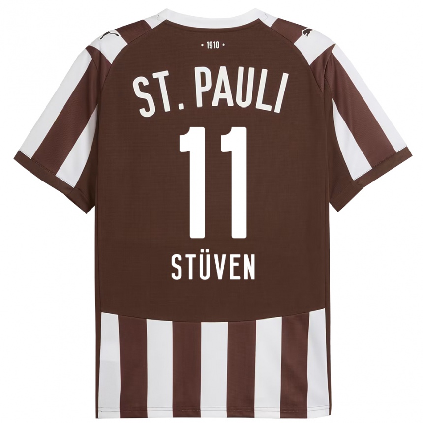 גברים כדורגל Max Stüven #11 קפה לבן ג'רזי ביתית 2025/26