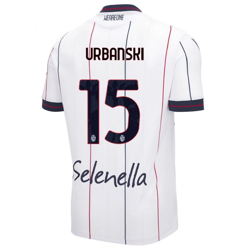 גברים כדורגל Dominik Urbanski #15 לבן כחול מלכותי הרחק ג'רזי 2025/26