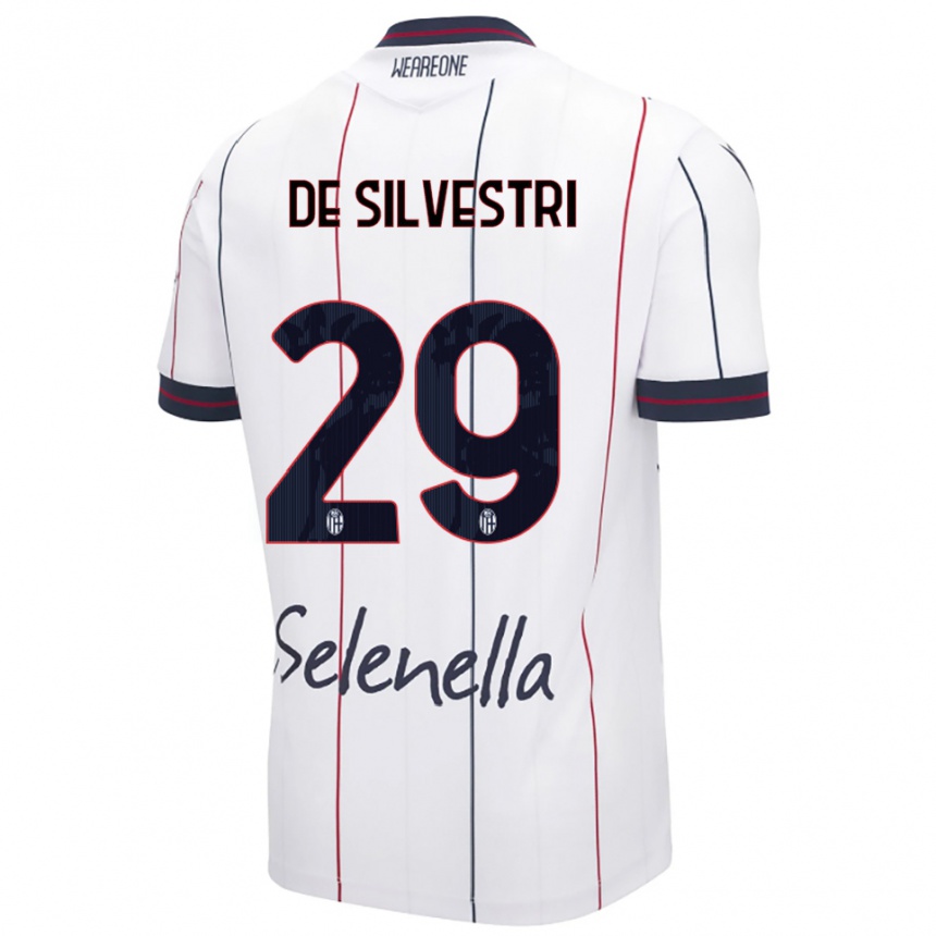 גברים כדורגל לורנצו דה סילבסטרי #29 לבן כחול מלכותי הרחק ג'רזי 2025/26
