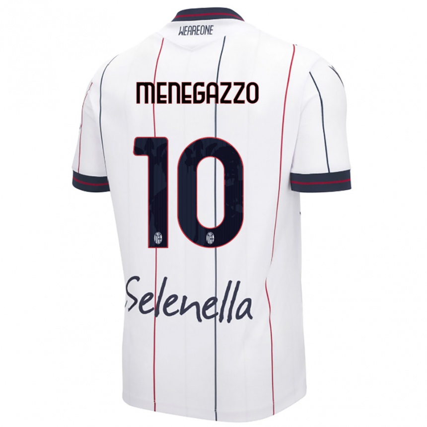 גברים כדורגל Lorenzo Menegazzo #10 לבן כחול מלכותי הרחק ג'רזי 2025/26