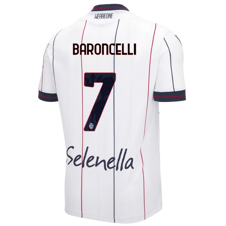 גברים כדורגל Giulio Baroncelli #7 לבן כחול מלכותי הרחק ג'רזי 2025/26