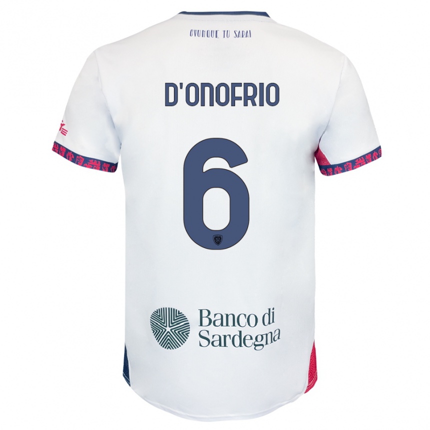 גברים כדורגל Vincenzo D'onofrio #6 לבן נייבי אדום הרחק ג'רזי 2025/26