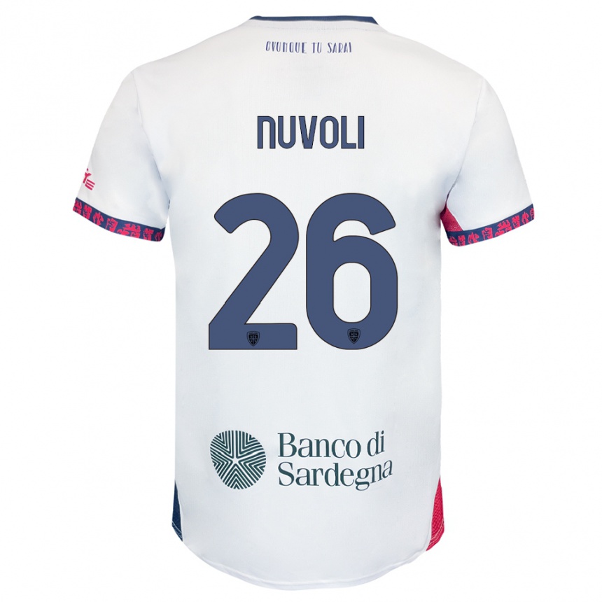 גברים כדורגל Matteo Nuvoli #26 לבן נייבי אדום הרחק ג'רזי 2025/26