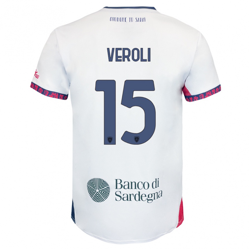 גברים כדורגל Davide Veroli #15 לבן נייבי אדום הרחק ג'רזי 2025/26