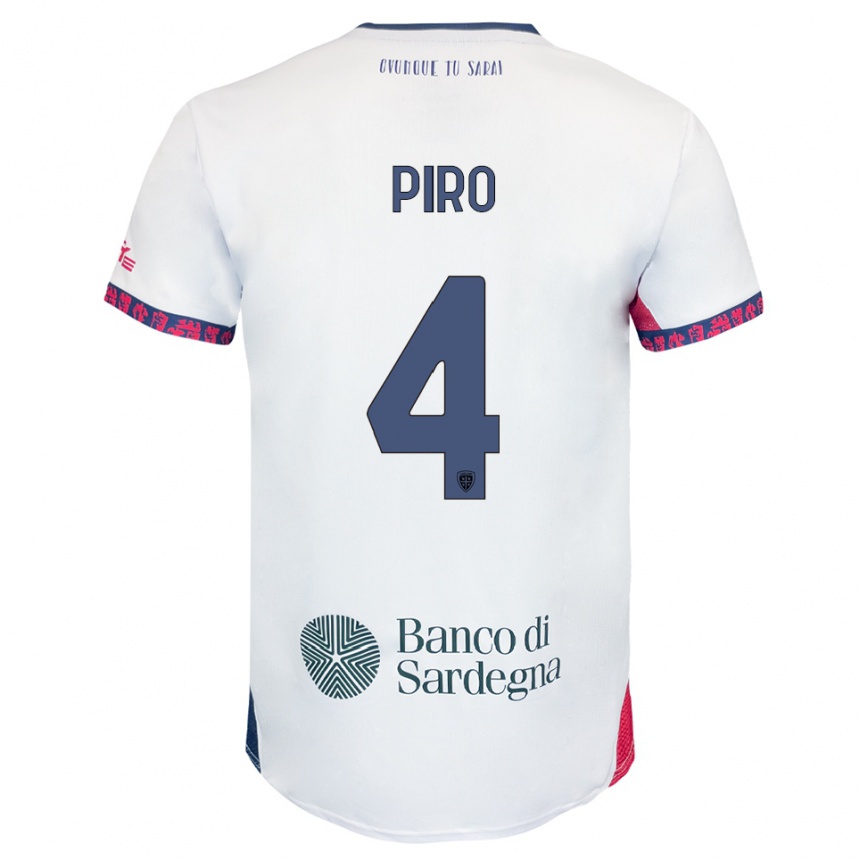 גברים כדורגל Samuele Piro #4 לבן נייבי אדום הרחק ג'רזי 2025/26