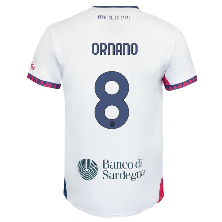 גברים כדורגל Marco Ornano #8 לבן נייבי אדום הרחק ג'רזי 2025/26