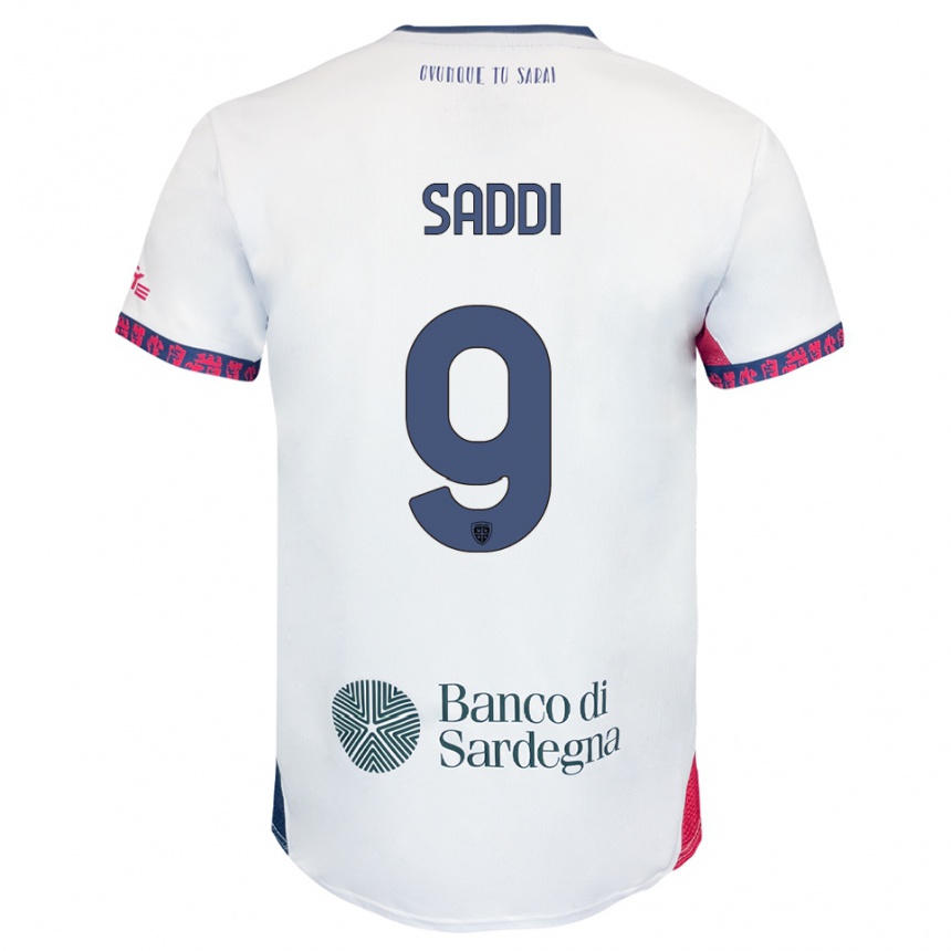 גברים כדורגל Gianluca Saddi #9 לבן נייבי אדום הרחק ג'רזי 2025/26