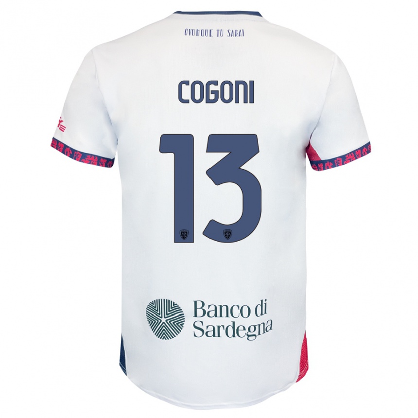 גברים כדורגל Andrea Cogoni #13 לבן נייבי אדום הרחק ג'רזי 2025/26