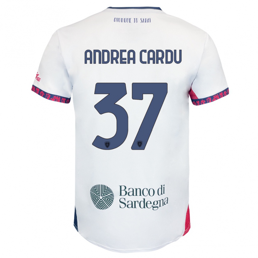 גברים כדורגל Gian Andrea Cardu #37 לבן נייבי אדום הרחק ג'רזי 2025/26