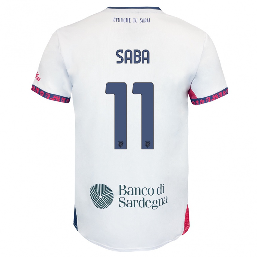 גברים כדורגל Alessio Saba #11 לבן נייבי אדום הרחק ג'רזי 2025/26