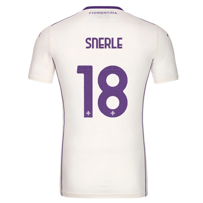 גברים כדורגל Emma Strøm Snerle #18 לבן סגול אדום הרחק ג'רזי 2025/26