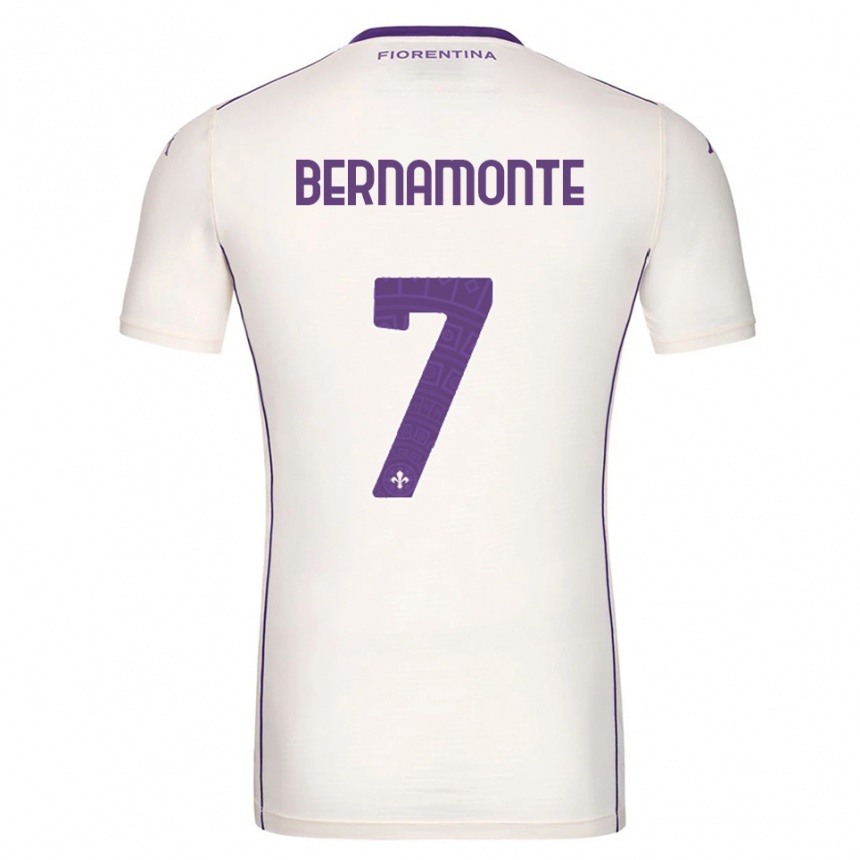 גברים כדורגל Lorenzo Bernamonte #7 לבן סגול אדום הרחק ג'רזי 2025/26
