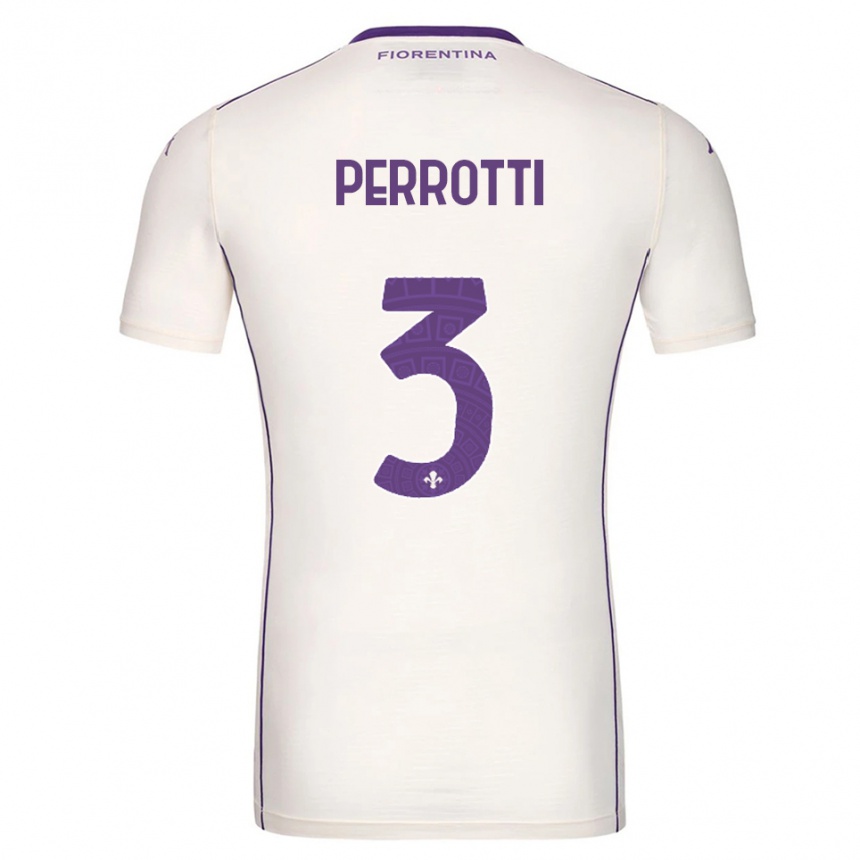 גברים כדורגל Alessandro Perrotti #3 לבן סגול אדום הרחק ג'רזי 2025/26