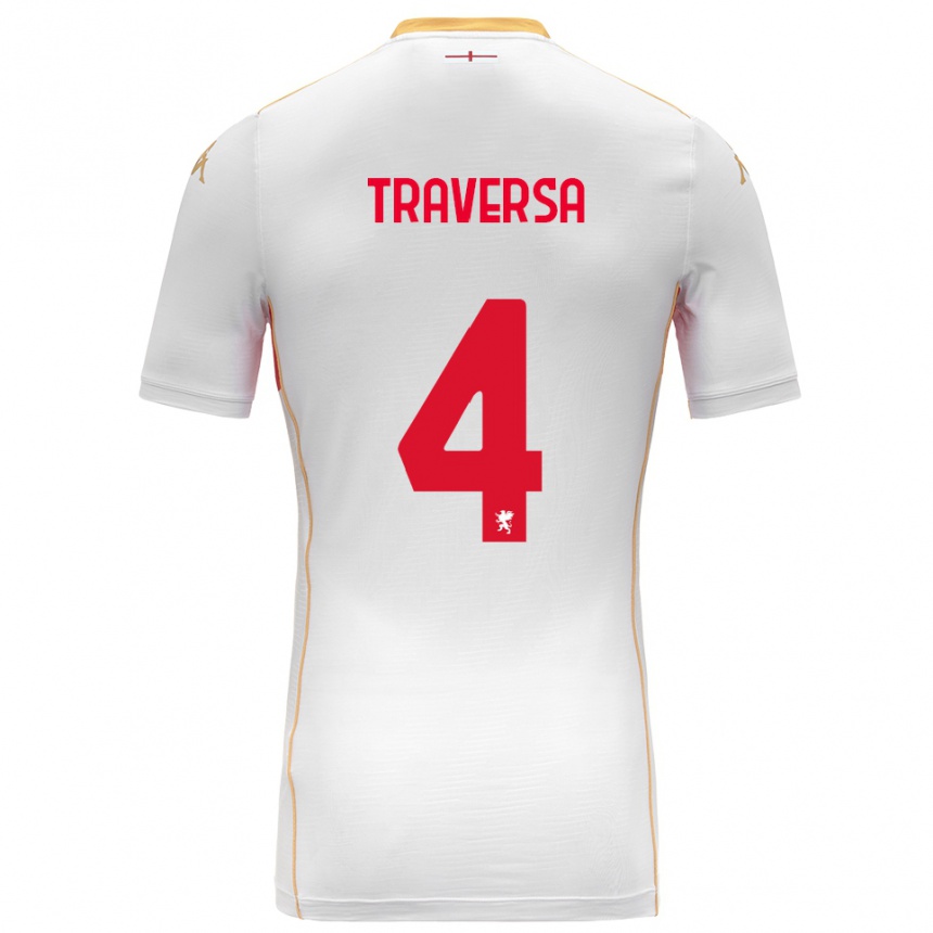 גברים כדורגל Pietro Traversa #4 לבן אדום הרחק ג'רזי 2025/26