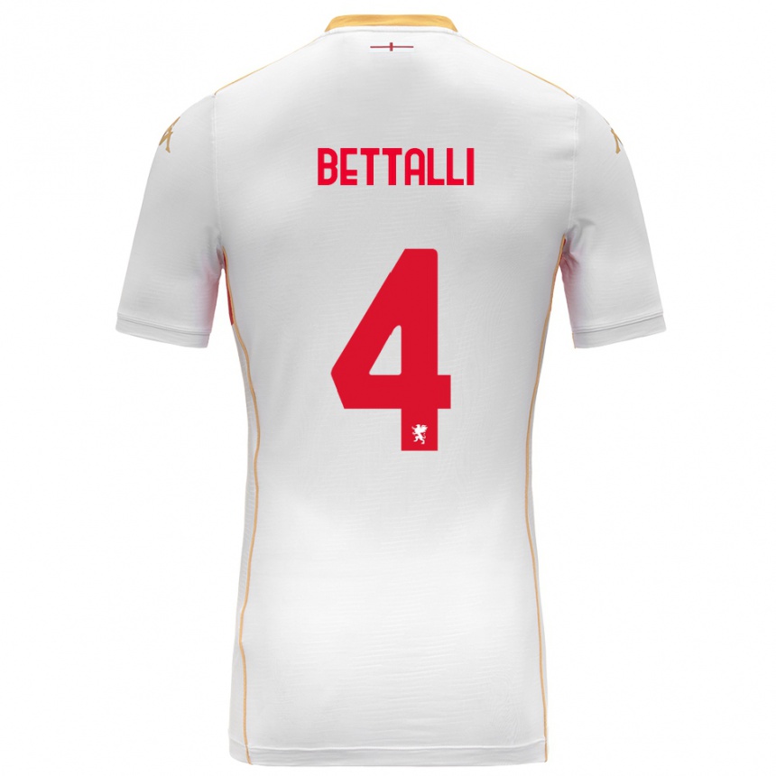 גברים כדורגל Giorgia Bettalli #4 לבן אדום הרחק ג'רזי 2025/26